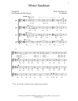 page one of Mister Sandman (SSAA Choir)