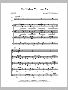 page one of I Can't Make You Love Me (SATB Choir)
