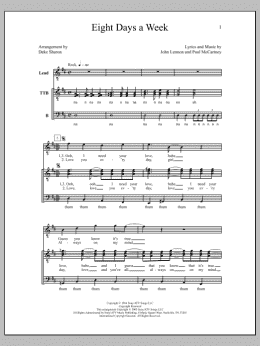 page one of Eight Days A Week (TTBB Choir)
