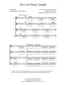 page one of The Lion Sleeps Tonight (SATB Choir)