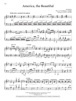 page one of America, the Beautiful (Piano Solo)