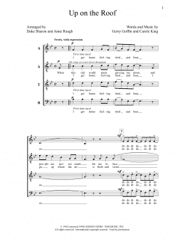 page one of Up On the Roof (SATB Choir)