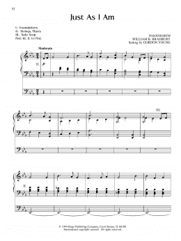 page one of Just As I Am (Organ)