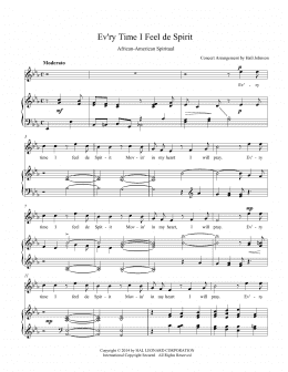 page one of Ev'ry Time I Feel de Spirit (E-flat) (Piano & Vocal)