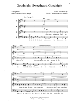 page one of Goodnight, Sweetheart, Goodnight (SATB Choir)