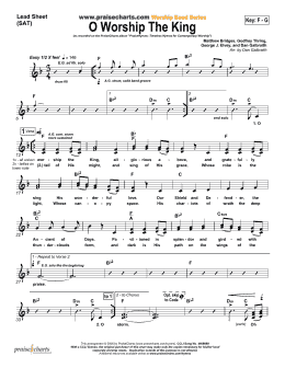page one of O Worship the King (Lead Sheet / Fake Book)