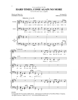 page one of Hard Times, Come Again No More (SATB Choir)