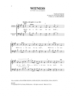 page one of Witness (TTBB Choir)