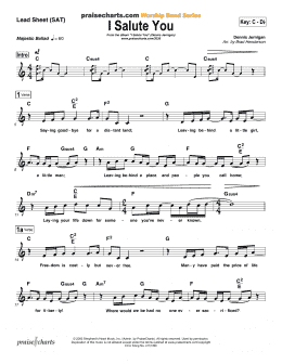 page one of I Salute You (Lead Sheet / Fake Book)