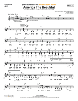 page one of America the Beautiful (Lead Sheet / Fake Book)