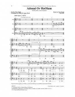 page one of Adoni Or HaOlam (SATB Choir)