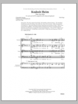page one of Kodesh Heim (SATB Choir)