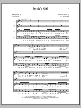 page one of Jessie's Girl (TTBB Choir)