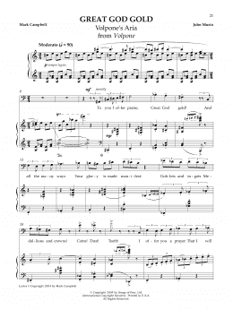 page one of Great God Gold (Piano & Vocal)