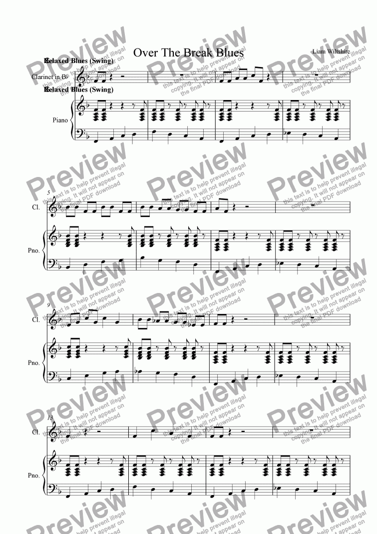 page one of Over the Break Blues (Clarinet)