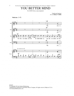 page one of You Better Mind (SATB Choir)