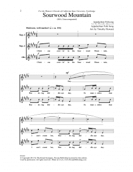 page one of Sourwood Mountain (SSA Choir)