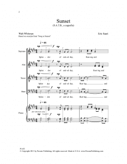 page one of Sunset (SATB Choir)