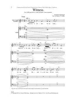 page one of Witness (SATB Choir)