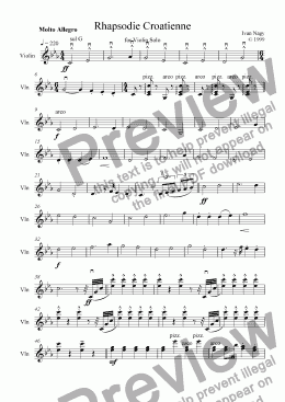page one of Rhapsodie Croatienne, for Violin Solo