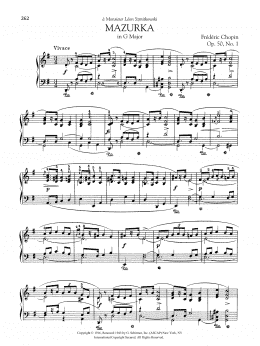 page one of Mazurka in G Major, Op. 50, No. 1 (Piano Solo)