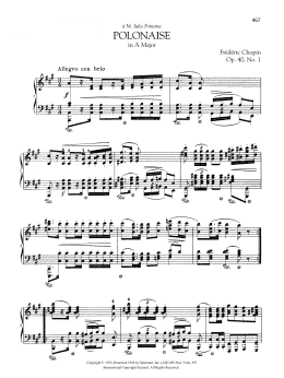 page one of Polonaise in A Major, Op. 40, No. 1 (Piano Solo)