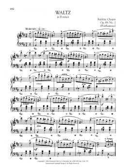 page one of Waltz in B minor, Op. 69, No. 2 (Posthumous) (Piano Solo)