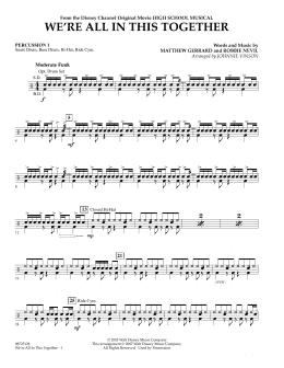 page one of We're All In This Together (from High School Musical) - Percussion 1 (Concert Band)