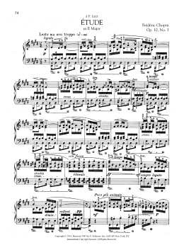 page one of Etude in E Major, Op. 10, No. 3 (Piano Solo)
