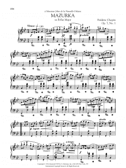 page one of Mazurka in B-flat Major, Op. 7, No. 1 (Piano Solo)