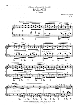 page one of Ballade in F minor, Op. 52 (Piano Solo)