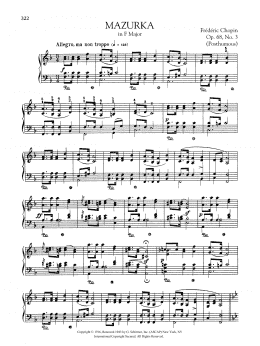 page one of Mazurka in F Major, Op. 68, No. 3 (Posthumous) (Piano Solo)