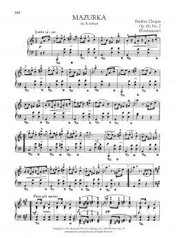 page one of Mazurka in A minor, Op. 68, No. 2 (Posthumous) (Piano Solo)