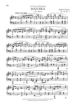 page one of Mazurka in C minor, Op. 30, No. 1 (Piano Solo)