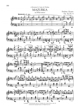 page one of Mazurka in B-flat minor, Op. 24, No. 4 (Piano Solo)