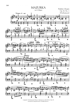 page one of Mazurka in G Major, Op. 67, No. 1 (Posthumous) (Piano Solo)
