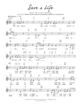 page one of Save a Life (Lead Sheet / Fake Book)