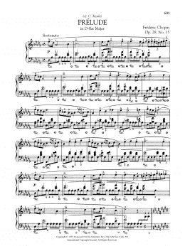 page one of Prelude in D-flat Major, Op. 28, No. 15 (Piano Solo)