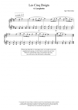 page one of Larghetto (No. 4 From Les Cinq Doigts) (Piano Solo)