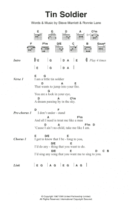 page one of Tin Soldier (Guitar Chords/Lyrics)