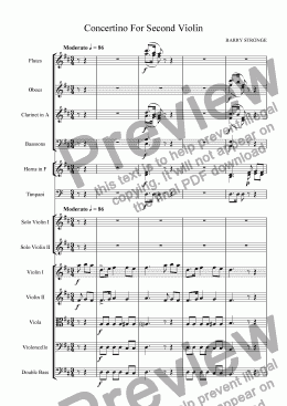 page one of Concertino For Second Violin