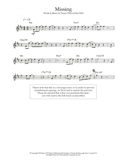 page one of Missing (Lead Sheet / Fake Book)