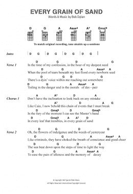 page one of Every Grain Of Sand (Piano, Vocal & Guitar Chords)