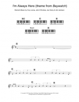 page one of I'm Always Here (theme from Baywatch) (Piano Chords/Lyrics)