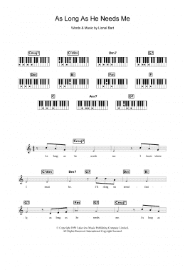 page one of As Long As He Needs Me (from Oliver!) (Piano Chords/Lyrics)