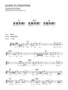 page one of Kung Fu Fighting (Piano Chords/Lyrics)