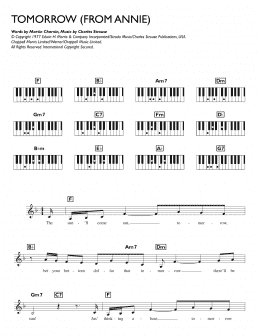 page one of Tomorrow (from Annie) (Piano Chords/Lyrics)