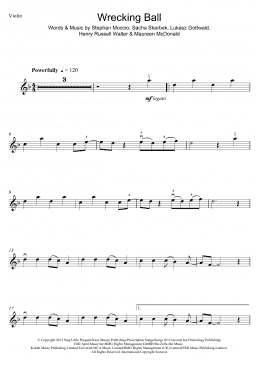 page one of Wrecking Ball (Violin Solo)