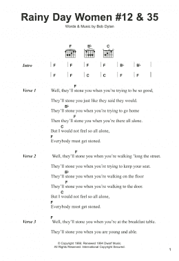 page one of Rainy Day Women #12 and 35 (Guitar Chords/Lyrics)