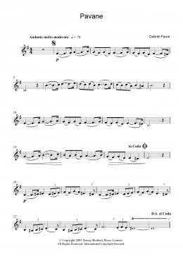 page one of Pavane (Clarinet Solo)